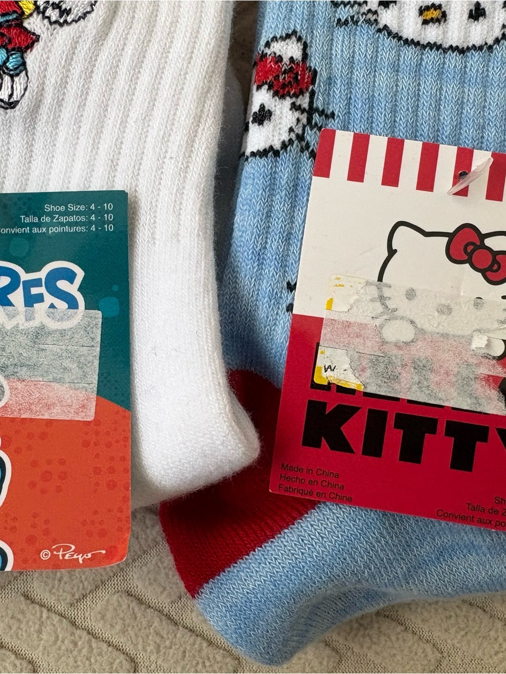 Hello Kitty Blue & Red Kids Ruffle-Top Socks - Picture 3 of 3